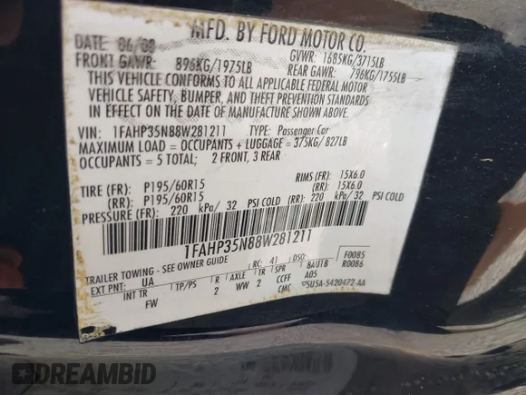 ✅ 2008 Ford Focus SE • VIN: 1FAHP35N88W281211 • Лот: 45292150. Опубликован ранее на IAAI с пробегом 112 381 миль. Бесплатный доступ к архиву аукционных продаж из США и подробный отчёт об истории автомобиля на DreamBid. Изображение 9.