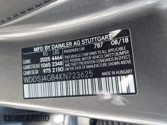 ✅ 2019 Mercedes-Benz CLA 250 • VIN: WDDSJ4GB4KN723625 • Лот: 45076738. Опубліковано раніше на IAAI з пробігом 85 636 миль. Безкоштовний доступ до архіву аукціонних продажів зі США та докладний звіт про історію автомобіля на DreamBid. Зображення 9.