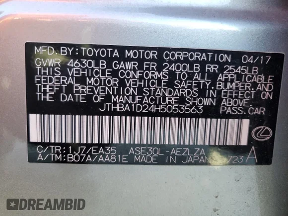 ✅ 2017 Lexus IS 200t • VIN: JTHBA1D24H5053563 • Лот: 72222842. Опубликован ранее на Copart с пробегом 45 335 миль. Бесплатный доступ к архиву аукционных продаж из США и подробный отчёт об истории автомобиля на DreamBid. Изображение 13.