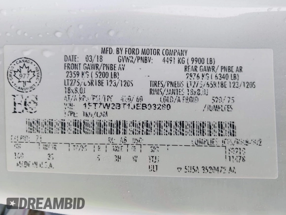 ✅ 2018 Ford F-250 King Ranch • VIN: 1FT7W2BT1JEB93280 • Lot: 44531839. Wystawiony na IAAI z przebiegiem 91 407 mil. Bezpłatny archiwum sprzedaży aukcyjnych z USA i szczegółowy raport historii pojazdu na DreamBid. Zdjęcie 9.