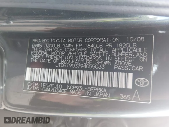 ✅ 2009 Toyota Yaris • VIN: JTDBT903794055033 • Lot: 45424671. Wystawiony na IAAI z przebiegiem 163 704 mil. Bezpłatny archiwum sprzedaży aukcyjnych z USA i szczegółowy raport historii pojazdu na DreamBid. Zdjęcie 9.