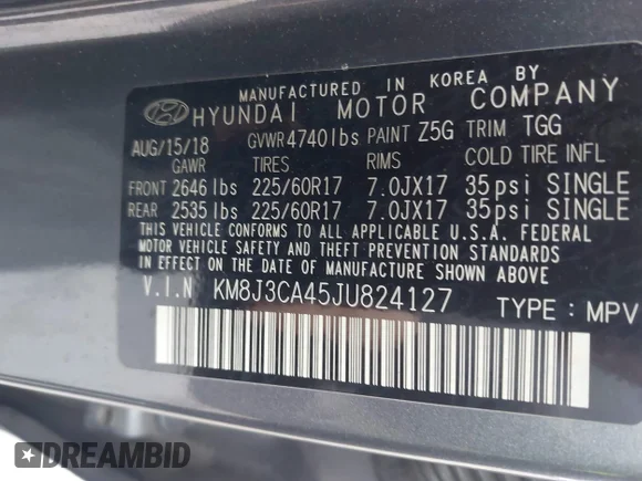 ✅ 2018 Hyundai Tucson SEL • VIN: KM8J3CA45JU824127 • Lot: 44553481. Wystawiony na IAAI z przebiegiem 55 610 mil. Bezpłatny archiwum sprzedaży aukcyjnych z USA i szczegółowy raport historii pojazdu na DreamBid. Zdjęcie 9.