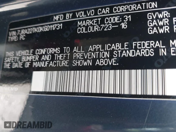 ✅ 2019 Volvo S60 Momentum • VIN: 7JRA22TK0KG011731 • Lot: 44770323. Wystawiony na IAAI z przebiegiem 79 952 mil. Bezpłatny archiwum sprzedaży aukcyjnych z USA i szczegółowy raport historii pojazdu na DreamBid. Zdjęcie 9.