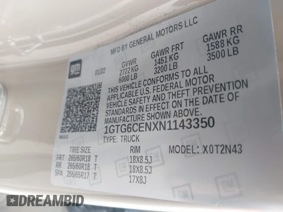 ✅ 2022 GMC Canyon 4WD Elevation • VIN: 1GTG6CENXN1143350 • Lot: 41525722. Wystawiony na IAAI z przebiegiem 30 824 mil. Bezpłatny archiwum sprzedaży aukcyjnych z USA i szczegółowy raport historii pojazdu na DreamBid. Zdjęcie 9.