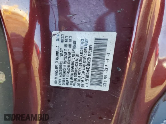 ✅ 2016 Honda Odyssey EX-L • VIN: 5FNRL5H64GB065224 • Лот: 74661695. Опубликован ранее на Copart с пробегом Не указан. Бесплатный доступ к архиву аукционных продаж из США и подробный отчёт об истории автомобиля на DreamBid. Изображение 12.