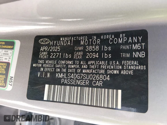 ✅ 2025 Hyundai Elantra SEL Convenience • VIN: KMHLS4DG7SU026804 • Lot: 45353034. Wystawiony na IAAI z przebiegiem 29 409 mil. Bezpłatny archiwum sprzedaży aukcyjnych z USA i szczegółowy raport historii pojazdu na DreamBid. Zdjęcie 9.