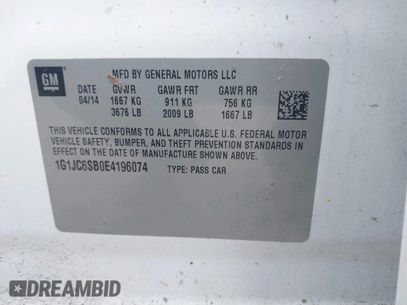 ✅ 2014 Chevrolet Sonic LT • VIN: 1G1JC6SB0E4196074 • Lot: 42270075. Wystawiony na IAAI z przebiegiem 101 419 mil. Bezpłatny archiwum sprzedaży aukcyjnych z USA i szczegółowy raport historii pojazdu na DreamBid. Zdjęcie 9.