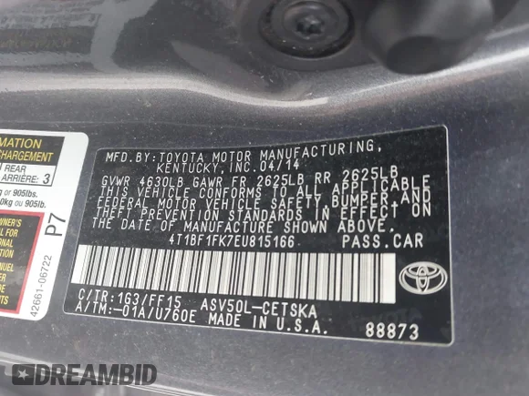 ✅ 2014 Toyota Camry SE • VIN: 4T1BF1FK7EU815166 • Lot: 45088917. Wystawiony na IAAI z przebiegiem 278 191 mil. Bezpłatny archiwum sprzedaży aukcyjnych z USA i szczegółowy raport historii pojazdu na DreamBid. Zdjęcie 9.