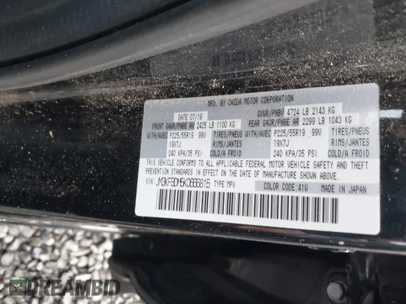 ✅ 2019 Mazda CX-5 Grand Touring • VIN: JM3KFBDM5K0666815 • Lot: 44200880. Listed on IAAI with 120,470 mi. Free auction sales archive from the USA and detailed vehicle history report at DreamBid. Image 9.