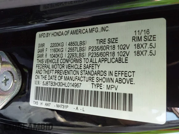 ✅ 2017 Acura RDX • VIN: 5J8TB3H30HL014967 • Lot: 41630230. Wystawiony na IAAI z przebiegiem 85 006 mil. Bezpłatny archiwum sprzedaży aukcyjnych z USA i szczegółowy raport historii pojazdu na DreamBid. Zdjęcie 9.