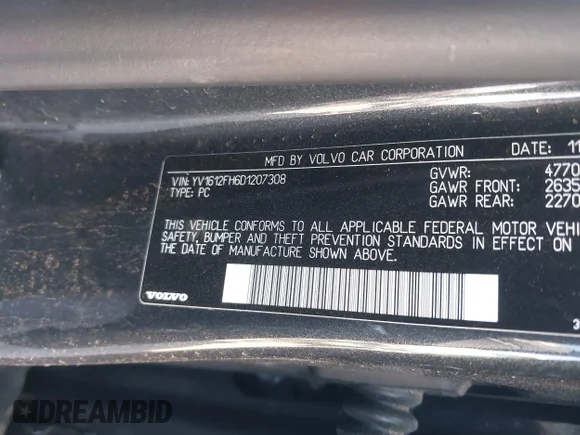 ✅ 2013 Volvo S60 T5 • VIN: YV1612FH6D1207308 • Lot: 41757123. Listed on IAAI with 121,035 mi. Free auction sales archive from the USA and detailed vehicle history report at DreamBid. Image 9.