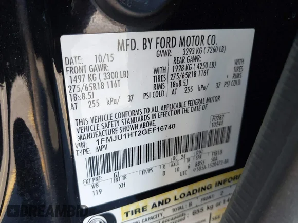 ✅ 2016 Ford Expedition XLT • VIN: 1FMJU1HT2GEF16740 • Lot: 41358594. Wystawiony na IAAI z przebiegiem 147 983 mil. Bezpłatny archiwum sprzedaży aukcyjnych z USA i szczegółowy raport historii pojazdu na DreamBid. Zdjęcie 9.