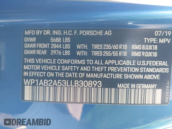 ✅ 2020 Porsche Macan S • VIN: WP1AB2A53LLB30893 • Лот: 43088544. Опубліковано раніше на IAAI з пробігом Не вказано. Безкоштовний доступ до архіву аукціонних продажів зі США та докладний звіт про історію автомобіля на DreamBid. Зображення 9.