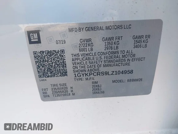 ✅ 2020 Cadillac XT6 FWD Premium Luxury • VIN: 1GYKPCRS9LZ104958 • Лот: 43188013. Опубліковано раніше на IAAI з пробігом 78 869 миль. Безкоштовний доступ до архіву аукціонних продажів зі США та докладний звіт про історію автомобіля на DreamBid. Зображення 9.