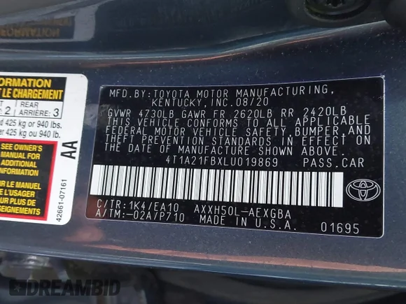 ✅ 2020 Toyota Avalon Hybrid XLE • VIN: 4T1A21FBXLU019869 • Lot: 44062776. Wystawiony na IAAI z przebiegiem 34 603 mil. Bezpłatny archiwum sprzedaży aukcyjnych z USA i szczegółowy raport historii pojazdu na DreamBid. Zdjęcie 9.