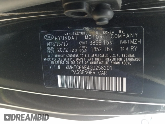 ✅ 2016 Hyundai Veloster Turbo • VIN: KMHTC6AE4GU258201 • Lot: 60493900. Listed on Copart with Not provided. Free auction sales archive from the USA and detailed vehicle history report at DreamBid. Image 10.