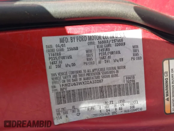 ✅ 2002 Ford Explorer XLT • VIN: 1FMZU63WX2ZA33287 • Лот: 41225476. Опубліковано раніше на IAAI з пробігом 243 837 миль. Безкоштовний доступ до архіву аукціонних продажів зі США та докладний звіт про історію автомобіля на DreamBid. Зображення 9.