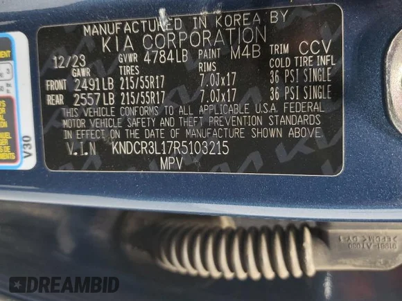 ✅ 2024 Kia Niro Wind • VIN: KNDCR3L17R5103215 • Лот: 81260315. Опубліковано раніше на Copart з пробігом 65 001 миль. Безкоштовний доступ до архіву аукціонних продажів зі США та докладний звіт про історію автомобіля на DreamBid. Зображення 13.