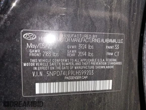 ✅ 2020 Hyundai Elantra SE • VIN: 5NPD74LF9LH599203 • Лот: 44986230. Опубліковано раніше на IAAI з пробігом 68 316 миль. Безкоштовний доступ до архіву аукціонних продажів зі США та докладний звіт про історію автомобіля на DreamBid. Зображення 9.
