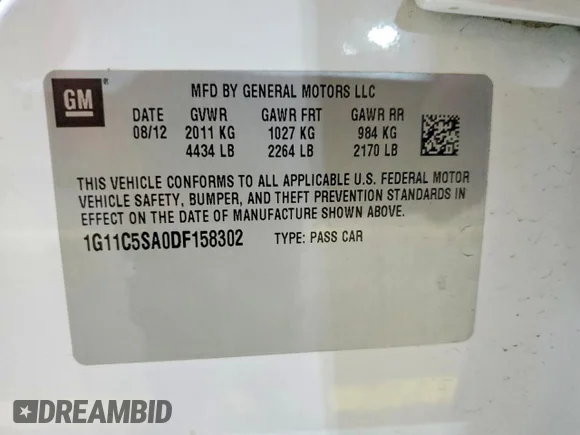 ✅ 2013 Chevrolet Malibu LT • VIN: 1G11C5SA0DF158302 • Лот: 73861775. Опубликован ранее на Copart с пробегом 114 952 миль. Бесплатный доступ к архиву аукционных продаж из США и подробный отчёт об истории автомобиля на DreamBid. Изображение 13.