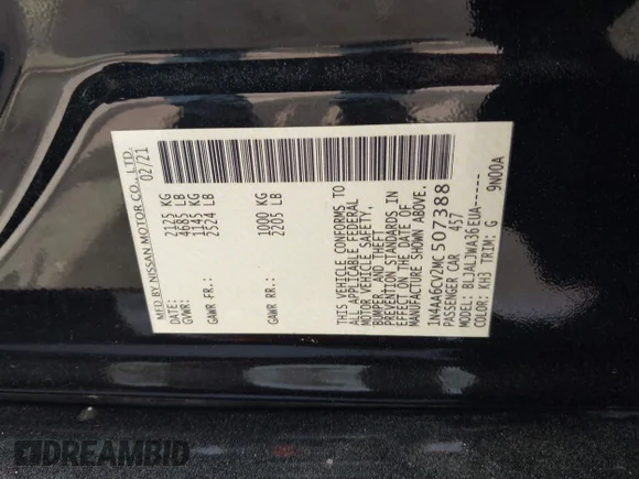 ✅ 2021 Nissan Maxima SV • VIN: 1N4AA6CV2MC507388 • Lot: 44793082. Wystawiony na IAAI z przebiegiem 104 723 mil. Bezpłatny archiwum sprzedaży aukcyjnych z USA i szczegółowy raport historii pojazdu na DreamBid. Zdjęcie 9.
