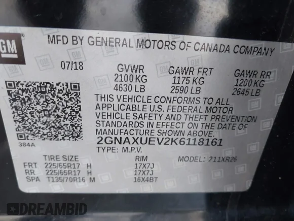 ✅ 2019 Chevrolet Equinox LT • VIN: 2GNAXUEV2K6118161 • Lot: 44078368. Wystawiony na IAAI z przebiegiem 79 159 mil. Bezpłatny archiwum sprzedaży aukcyjnych z USA i szczegółowy raport historii pojazdu na DreamBid. Zdjęcie 9.