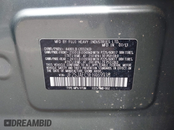 ✅ 2014 Subaru Forester Premium • VIN: JF2SJAEC9EH469936 • Lot: 45005230. Wystawiony na IAAI z przebiegiem 182 498 mil. Bezpłatny archiwum sprzedaży aukcyjnych z USA i szczegółowy raport historii pojazdu na DreamBid. Zdjęcie 9.