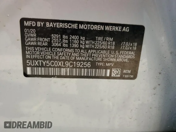 ✅ 2020 BMW X3 xDrive30i • VIN: 5UXTY5C0XL9C19256 • Лот: 49924304. Опубликован ранее на Copart с пробегом 37 599 миль. Бесплатный доступ к архиву аукционных продаж из США и подробный отчёт об истории автомобиля на DreamBid. Изображение 14.