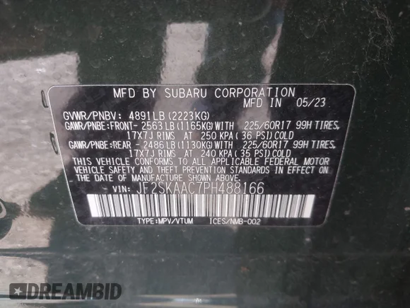 ✅ 2023 Subaru Forester • VIN: JF2SKAAC7PH488166 • Лот: 43402771. Опубліковано раніше на IAAI з пробігом 17 707 миль. Безкоштовний доступ до архіву аукціонних продажів зі США та докладний звіт про історію автомобіля на DreamBid. Зображення 9.
