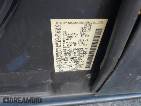 ✅ 2007 Nissan Quest SL • VIN: 5N1BV28UX7N100631 • Lot: 41399717. Wystawiony na IAAI z przebiegiem 125 340 mil. Bezpłatny archiwum sprzedaży aukcyjnych z USA i szczegółowy raport historii pojazdu na DreamBid. Zdjęcie 9.