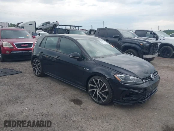 ✅ 2019 Volkswagen Golf R • VIN: WVWWA7AU2KW230124 • Lot: 45118383. Listed on IAAI with 36,437 mi. Free auction sales archive from the USA and detailed vehicle history report at DreamBid. Image 1.