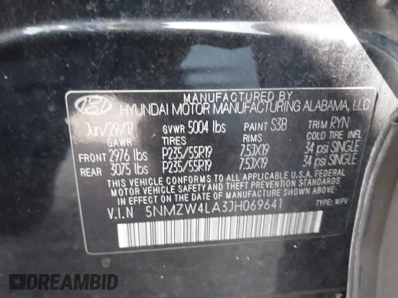 ✅ 2018 Hyundai Santa Fe Ultimate • VIN: 5NMZW4LA3JH069641 • Lot: 43687268. Wystawiony na IAAI z przebiegiem 121 856 mil. Bezpłatny archiwum sprzedaży aukcyjnych z USA i szczegółowy raport historii pojazdu na DreamBid. Zdjęcie 9.