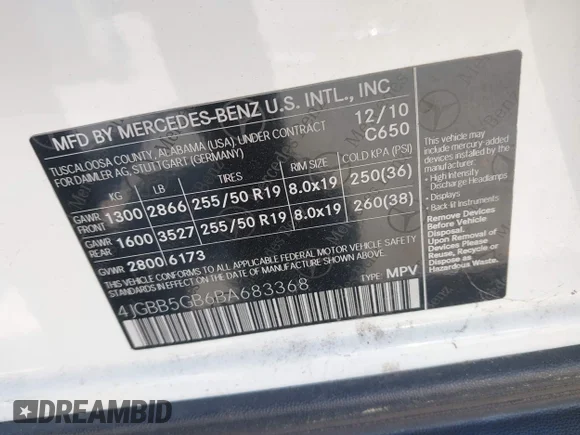 ✅ 2011 Mercedes-Benz M 350 • VIN: 4JGBB5GB6BA683368 • Lot: 45160863. Wystawiony na IAAI z przebiegiem 140 664 mil. Bezpłatny archiwum sprzedaży aukcyjnych z USA i szczegółowy raport historii pojazdu na DreamBid. Zdjęcie 9.
