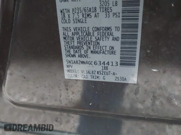 ✅ 2016 Nissan Pathfinder SL • VIN: 5N1AR2MN4GC634413 • Лот: 43902819. Опубліковано раніше на IAAI з пробігом 62 203 миль. Безкоштовний доступ до архіву аукціонних продажів зі США та докладний звіт про історію автомобіля на DreamBid. Зображення 9.