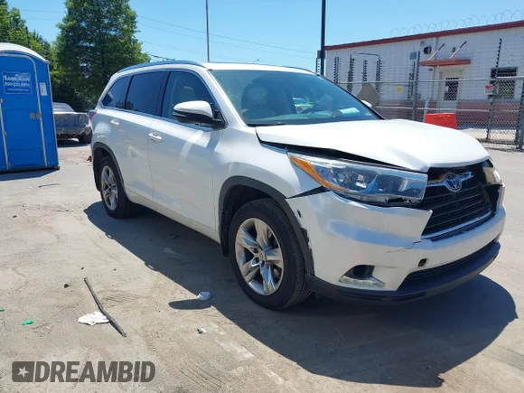 ✅ 2015 Toyota Highlander Limited Platinum • VIN: 5TDDKRFH6FS129119 • Lot: 45285015. Listed on IAAI with 154,952 mi. Free auction sales archive from the USA and detailed vehicle history report at DreamBid. Image 1.