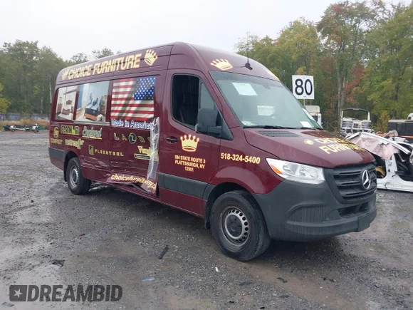 ✅ 2024 Mercedes-Benz Sprinter Cargo • VIN: W1Y4NCHY4RT189919 • Lot: 43291488. Listed on IAAI with 11,923 mi. Free auction sales archive from the USA and detailed vehicle history report at DreamBid. Image 1.