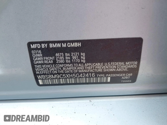 ✅ 2017 BMW M3 • VIN: WBS8M9C5XH5G42416 • Lot: 42501519. Wystawiony na IAAI z przebiegiem 46 580 mil. Bezpłatny archiwum sprzedaży aukcyjnych z USA i szczegółowy raport historii pojazdu na DreamBid. Zdjęcie 9.