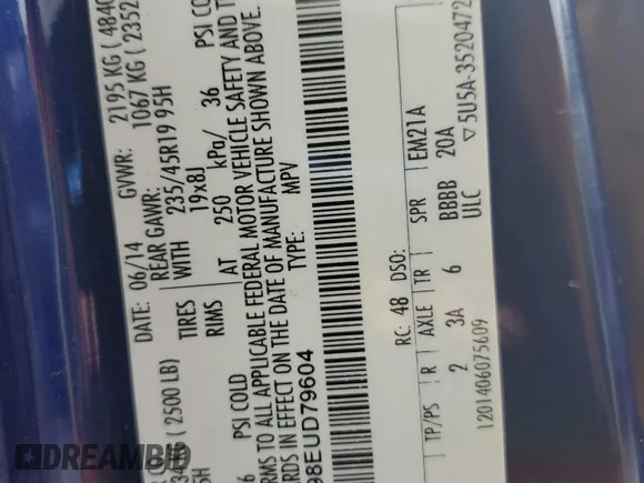 ✅ 2014 Ford Escape Titanium • VIN: 1FMCU9J98EUD79604 • Lot: 49210226. Listed on Copart with 128,241 mi. Free auction sales archive from the USA and detailed vehicle history report at DreamBid. Image 14.
