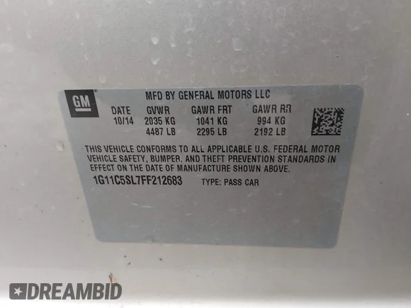 ✅ 2015 Chevrolet Malibu LT • VIN: 1G11C5SL7FF212683 • Lot: 45019568. Wystawiony na IAAI z przebiegiem 140 457 mil. Bezpłatny archiwum sprzedaży aukcyjnych z USA i szczegółowy raport historii pojazdu na DreamBid. Zdjęcie 9.