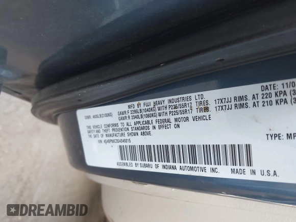 ✅ 2005 Subaru Legacy Outback L.L. Bean • VIN: 4S4BP86C354349315 • Lot: 43815631. Wystawiony na IAAI z przebiegiem Nie podano. Bezpłatny archiwum sprzedaży aukcyjnych z USA i szczegółowy raport historii pojazdu na DreamBid. Zdjęcie 9.