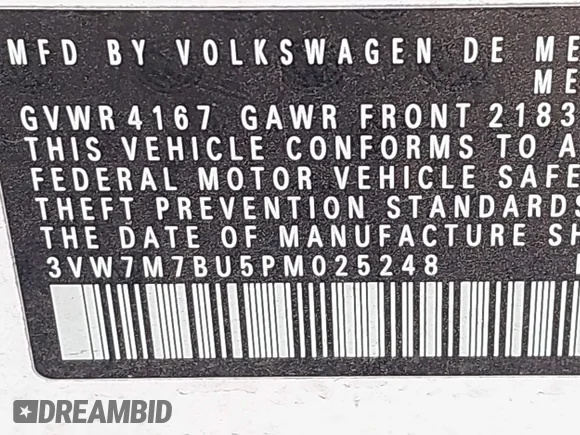 ✅ 2023 Volkswagen Jetta SE • VIN: 3VW7M7BU5PM025248 • Lot: 43469771. Wystawiony na IAAI z przebiegiem 41 936 mil. Bezpłatny archiwum sprzedaży aukcyjnych z USA i szczegółowy raport historii pojazdu na DreamBid. Zdjęcie 9.