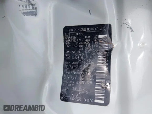 ✅ 2021 Nissan Rogue SV • VIN: JN8AT3BB0MW231385 • Лот: 45225134. Опубликован ранее на IAAI с пробегом 53 229 миль. Бесплатный доступ к архиву аукционных продаж из США и подробный отчёт об истории автомобиля на DreamBid. Изображение 9.