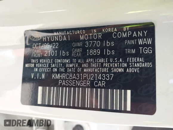 ✅ 2023 Hyundai Venue SEL • VIN: KMHRC8A31PU214337 • Lot: 42581847. Wystawiony na IAAI z przebiegiem 48 587 mil. Bezpłatny archiwum sprzedaży aukcyjnych z USA i szczegółowy raport historii pojazdu na DreamBid. Zdjęcie 9.