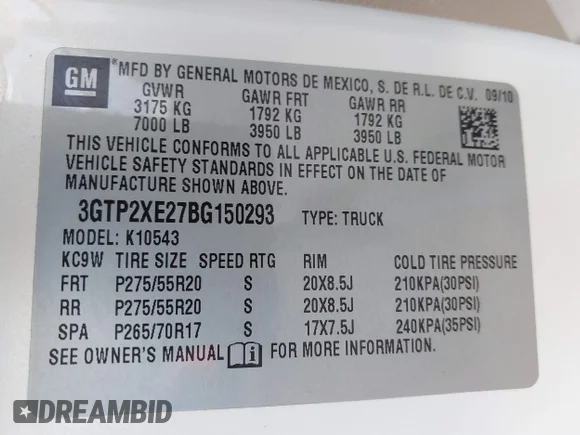 ✅ 2011 GMC Sierra 1500 Denali • VIN: 3GTP2XE27BG150293 • Lot: 42694519. Listed on IAAI with 123,608 mi. Free auction sales archive from the USA and detailed vehicle history report at DreamBid. Image 9.