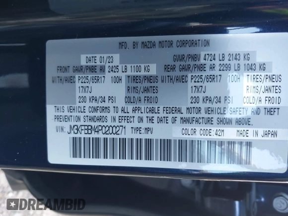 ✅ 2023 Mazda CX-5 S Select • VIN: JM3KFBBM4P0200271 • Lot: 44917432. Wystawiony na IAAI z przebiegiem 38 166 mil. Bezpłatny archiwum sprzedaży aukcyjnych z USA i szczegółowy raport historii pojazdu na DreamBid. Zdjęcie 9.