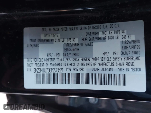 ✅ 2016 Mazda 3 i Sport • VIN: 3MZBM1U73GM278521 • Lot: 43907298. Wystawiony na IAAI z przebiegiem 142 962 mil. Bezpłatny archiwum sprzedaży aukcyjnych z USA i szczegółowy raport historii pojazdu na DreamBid. Zdjęcie 9.