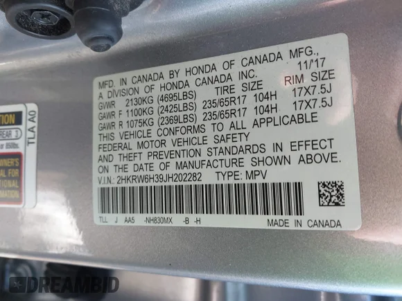 ✅ 2018 Honda CR-V LX • VIN: 2HKRW6H39JH202282 • Lot: 44281929. Wystawiony na IAAI z przebiegiem 207 500 mil. Bezpłatny archiwum sprzedaży aukcyjnych z USA i szczegółowy raport historii pojazdu na DreamBid. Zdjęcie 9.