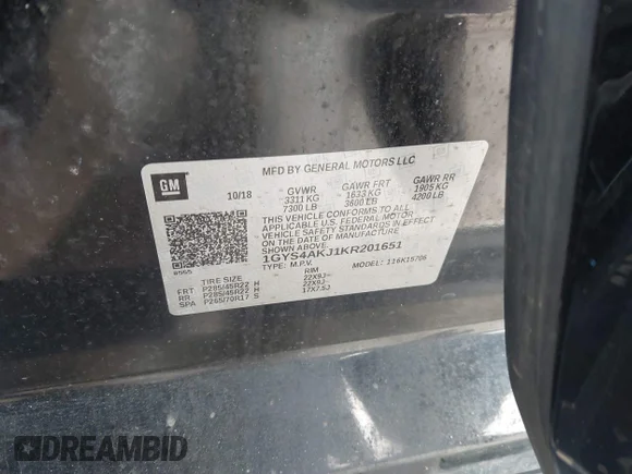 ✅ 2019 Cadillac Escalade • VIN: 1GYS4AKJ1KR201651 • Lot: 41622368. Wystawiony na IAAI z przebiegiem 95 201 mil. Bezpłatny archiwum sprzedaży aukcyjnych z USA i szczegółowy raport historii pojazdu na DreamBid. Zdjęcie 9.