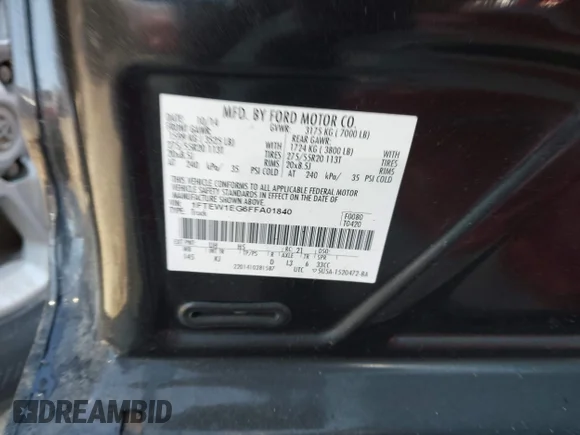 ✅ 2015 Ford F-150 King Ranch • VIN: 1FTEW1EG6FFA01840 • Лот: 43662729. Опубліковано раніше на IAAI з пробігом 164 336 миль. Безкоштовний доступ до архіву аукціонних продажів зі США та докладний звіт про історію автомобіля на DreamBid. Зображення 9.