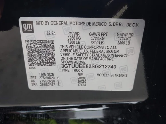 ✅ 2025 GMC Sierra 1500 AT4 • VIN: 3GTUUEE82SG212740 • Lot: 43011356. Wystawiony na IAAI z przebiegiem 7 817 mil. Bezpłatny archiwum sprzedaży aukcyjnych z USA i szczegółowy raport historii pojazdu na DreamBid. Zdjęcie 9.
